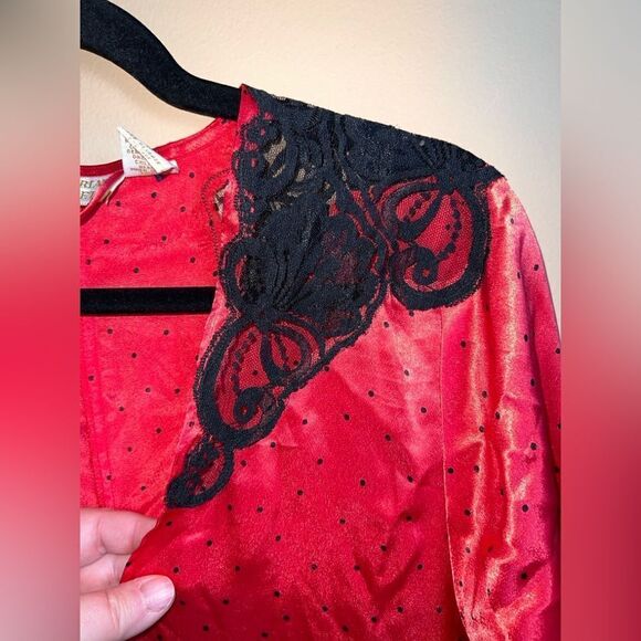 Vintage Victoria’s Secret Gold Label Pink Polka Dot Lace Overshirt Robe Small - Picture 2 of 4